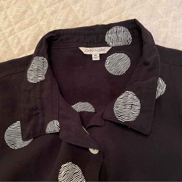 John Mark Black with White Dots Tunic Top XL - Picture 4 of 14